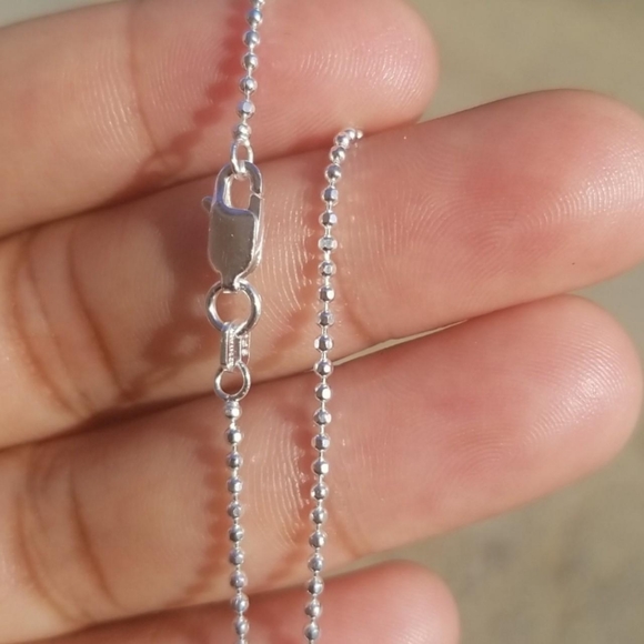 Sterling Silver 925 Diamond Cut Bead 150 Chains 1.5mm 18" - Picture 2 of 3